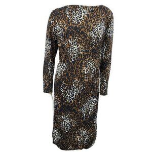 Vintage Sacony Leopard Print Sheath Dress Bodycon 38 Waist